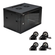 Coffret 19  porte vitrée 6U profondeur 450 noir monté avec sachet de